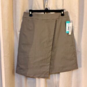 Brown Mini Wrap Skirt with Subtle Check